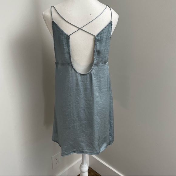 Intimately Free People Satin Babydoll Slip Dress Mini Light Blue Size Small - Picture 3 of 7